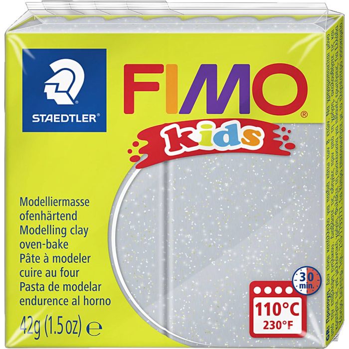 FIMO® Kids Boetseerklei, glitter, zilver, 42 gr/ 1 doos