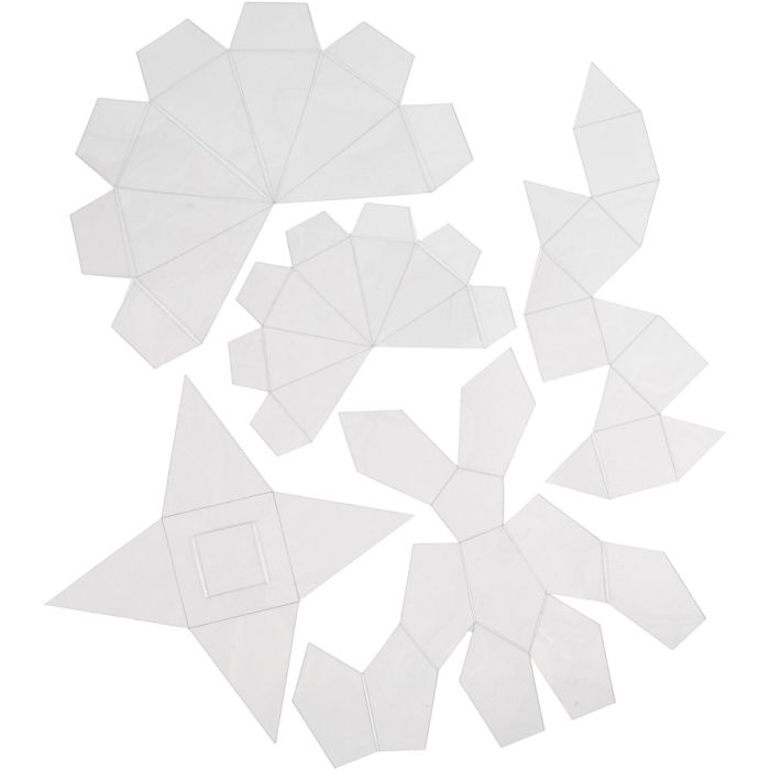Gietvormen, geometrische vormen, H: 6-13 cm, transparant, 5 stuk/ 1 doos