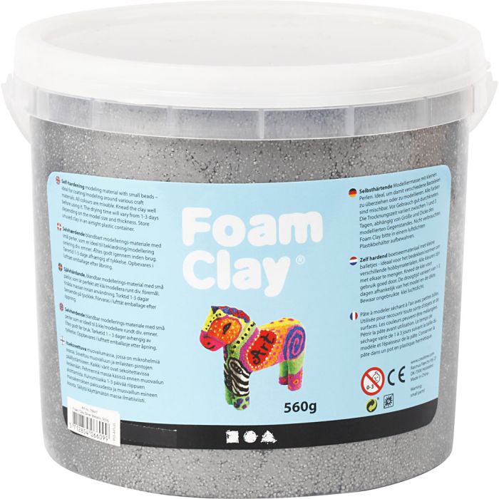 Foam Clay®, metallic, zilver, 560 gr/ 1 emmer