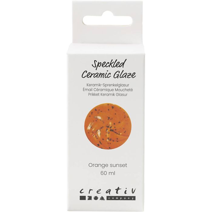 Gespikkeld Keramiekglazuur, 999-1060 °C, dekkend, Orange Sunset, 60 ml/ 1 Doosje