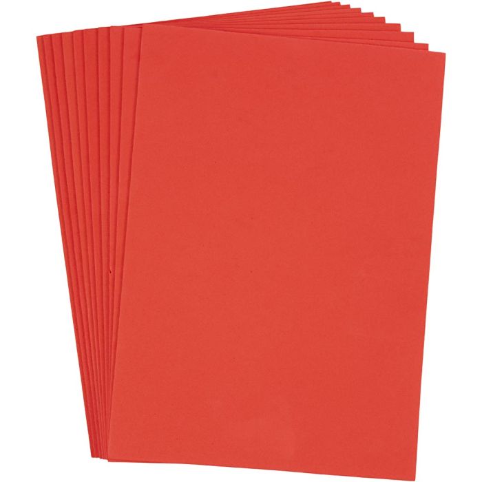 Foam Vellen, A4, vel 210x297 mm, dikte 2 mm, rood, 10 vel/ 1 doos