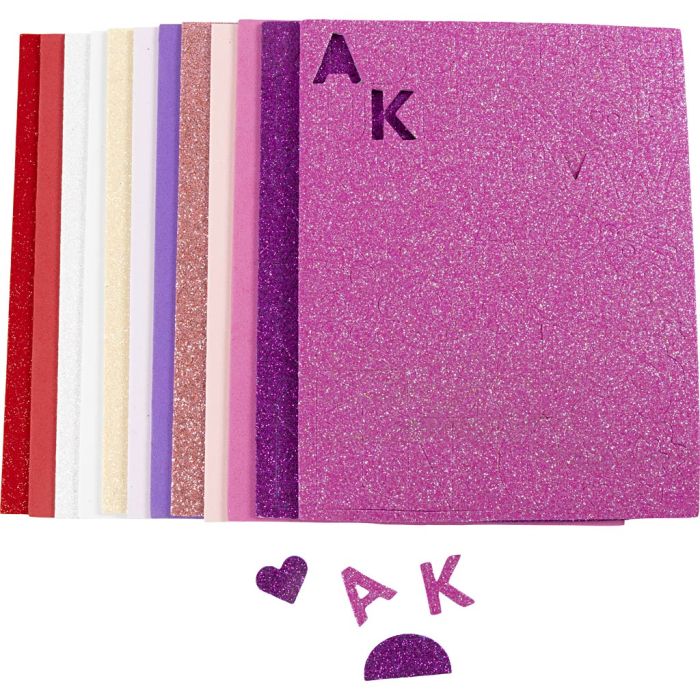 Foam vellen, afm 14x25 cm, dikte 2 mm, paars/roze harmonie, 12 vel/ 1 doos
