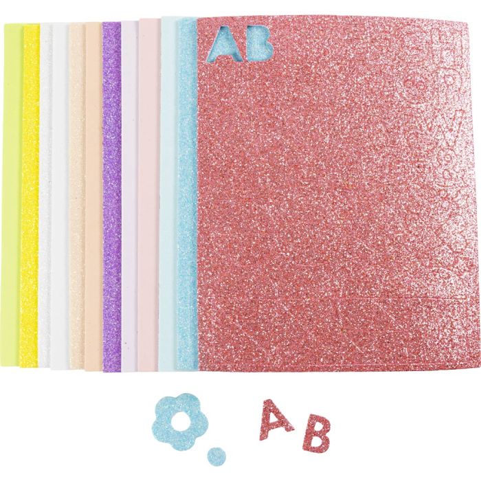 Foam vellen, afm 14x25 cm, dikte 2 mm, pastelkleuren, 12 vel/ 1 doos