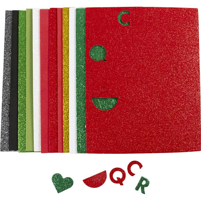 Foam vellen, afm 14x25 cm, dikte 2 mm, Kerst verf, 12 vel/ 1 doos