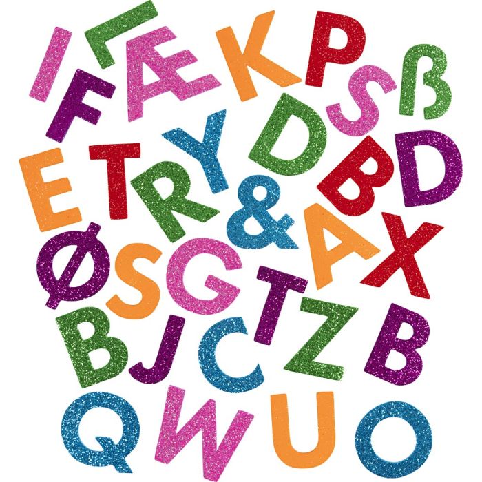 Foam stickers, Letters, zelfklevend, H: 40 mm, kleurrijk, 110 stuk/ 1 doos