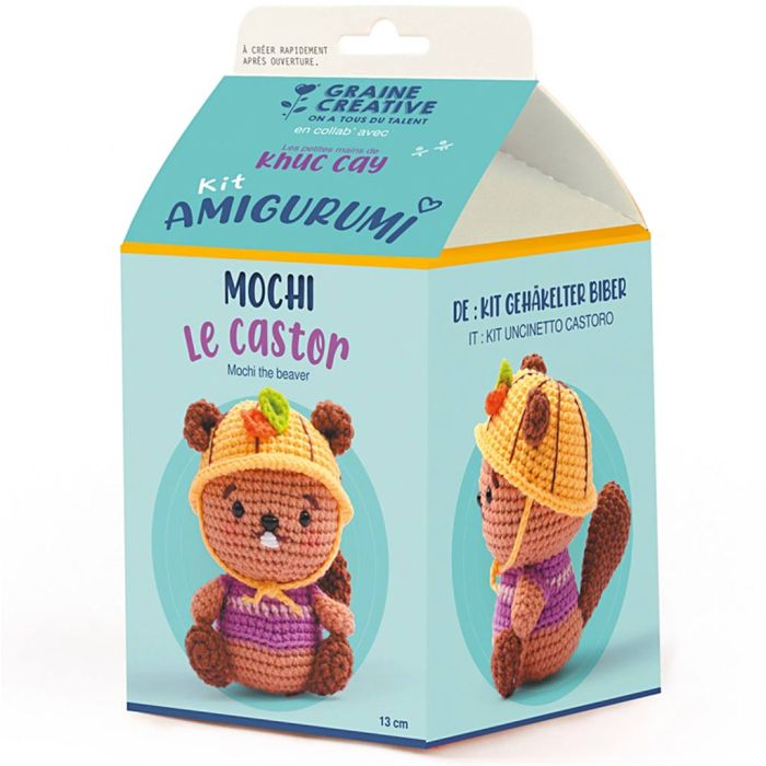 Amigurumi Crochet pakket, Mochi de Bever, afm 13 cm, 1 doos