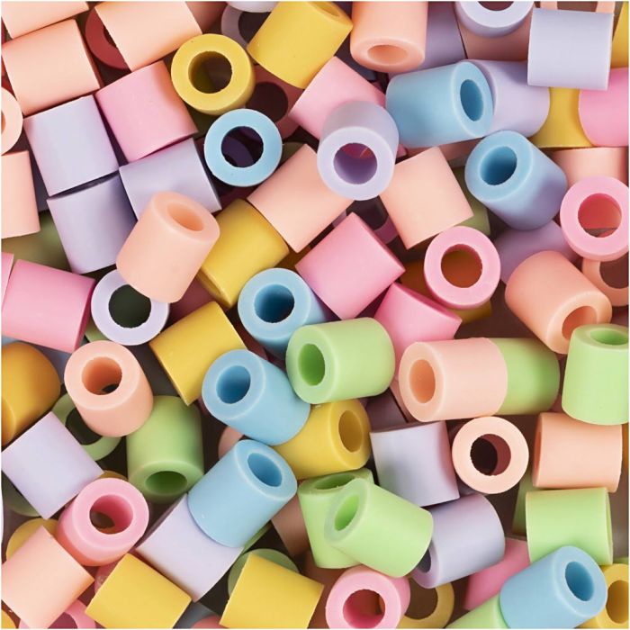 BioBeads van NABBI, afm 5x5 mm, gatgrootte 2,5 mm, medium, pastelkleuren, 1000 stuk/ 1 doos