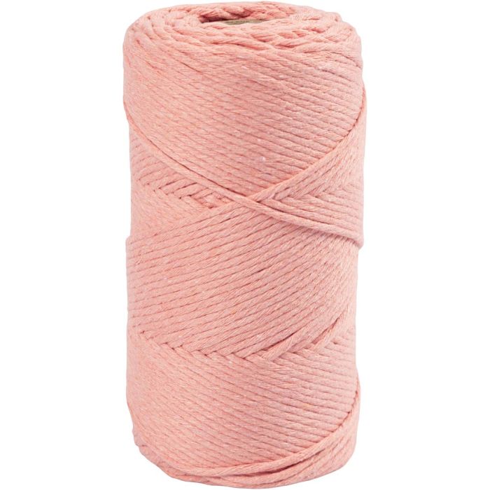 Macramé Koord, L: 198 m, d 2 mm, roze, 330 gr/ 1 rol