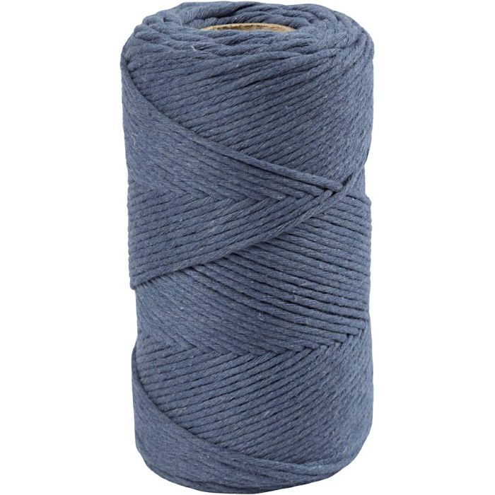 Macramé Koord, L: 198 m, d 2 mm, blauw, 330 gr/ 1 rol