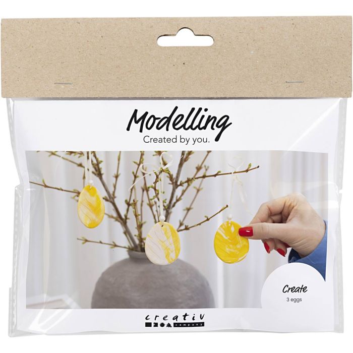 Mini Hobbyset Boetseren, ei, lichtgeel, pastelkleuren, 1 doos