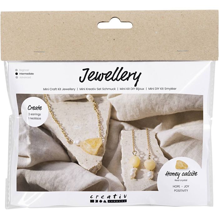 Mini Hobbyset Sieraden, Honingcalciet ketting en oorbellen, 1 doos