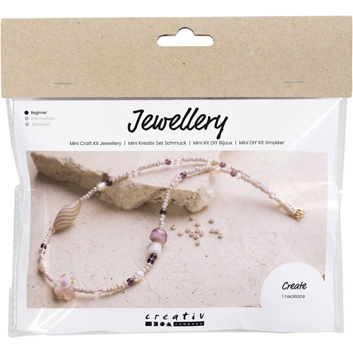 Mini Hobbyset Sieraden, Stoere halsketting, roze harmonie, 1 doos