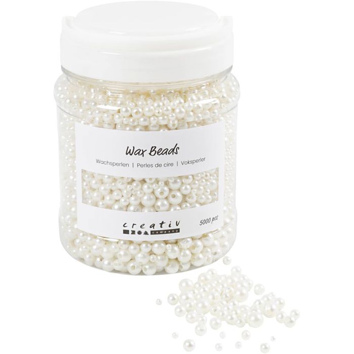 Waskralen, d 3-8 mm, gatgrootte 1,3-2,5 mm, ca. 5000, wit parelmoer, 430 gr, 700 ml/ 1 Doosje