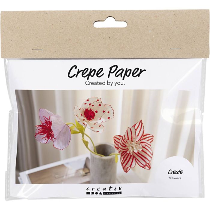 Mini hobbyset crêpepapier, Bloemen, pastelkleuren, 1 doos