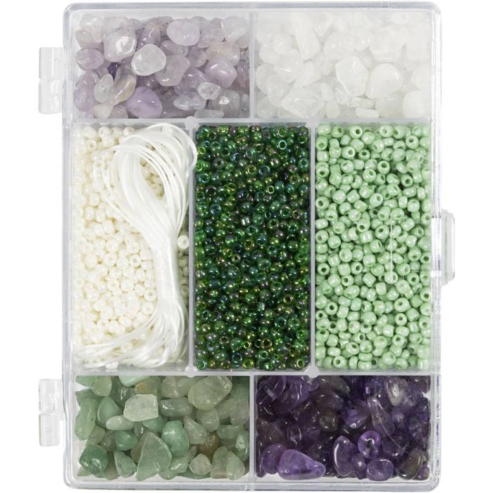 Creatieve Box Sieraden, Kristallen, afm 2,6-10 mm, gatgrootte 0,8-1,2 mm, ca. 2460 stuk, diverse kleuren, 1 doos
