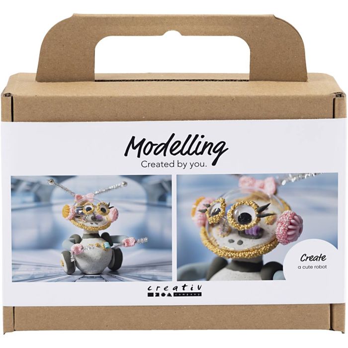 Mini Hobbyset Boetseren, robot, grijs, roze, 1 doos