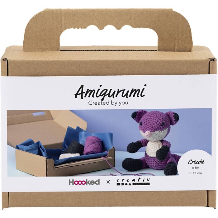 Hobbyset Amigurumi, Vos, zwart, plum, 1 doos