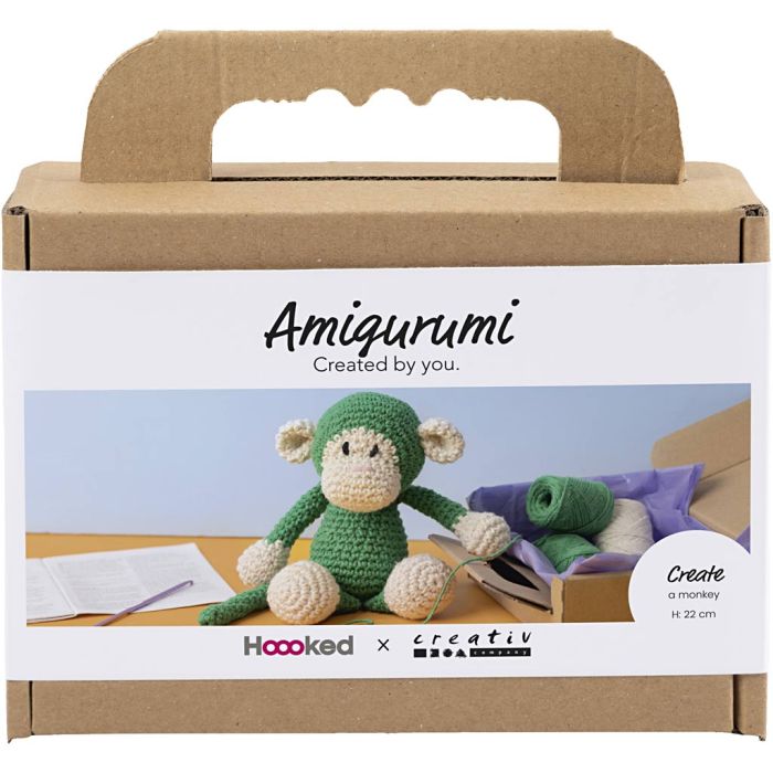 Hobbyset Amigurumi, Aap, groen, off white, 1 doos