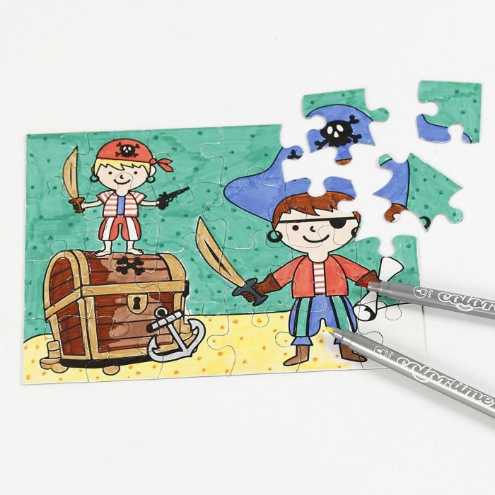 Een piraten puzzel gekleurd met colortime stiften