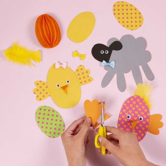 DIY pakket voor vrolijke kartonnen decoraties voor Pasen