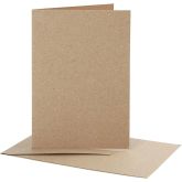 Kaarten en enveloppen, afmeting kaart 10,5x15 cm, afmeting envelop 11,5x16,5 cm, naturel, 10 set/ 1 doos