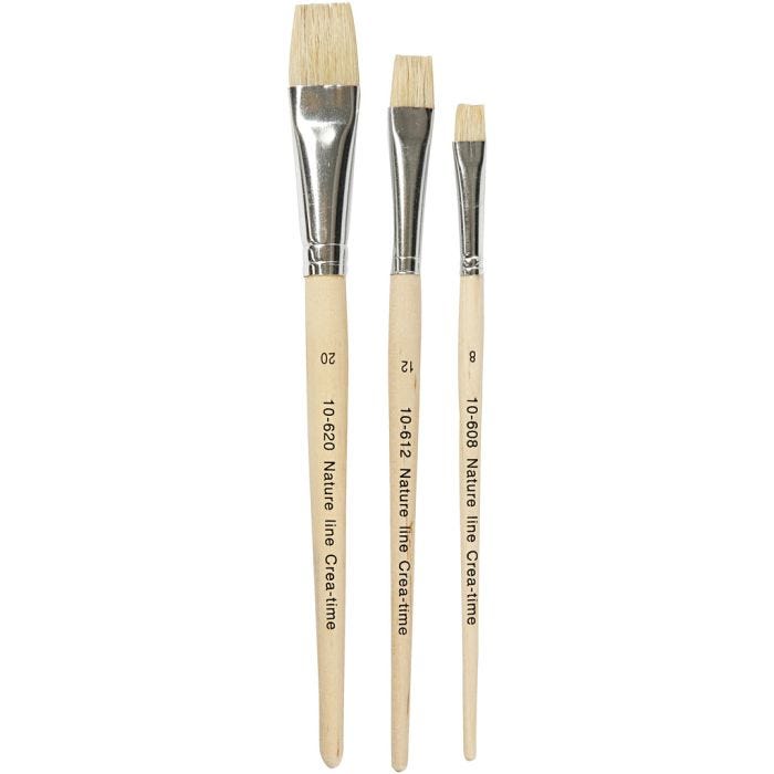Nature Line kwasten, 8+12+20, L: 18,5-20,5 cm, B: 10-20 mm, plat, 3stuk/ 1 doos