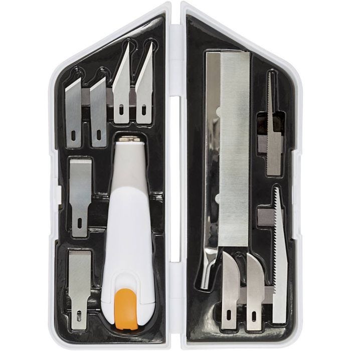 Mes, beitel en zaagset, L: 15 cm, B: 3 cm, 1 set