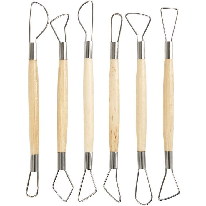Kleilusgereedschappen, ronde kanten, L: 20 cm, 6 stuk/ 1 doos