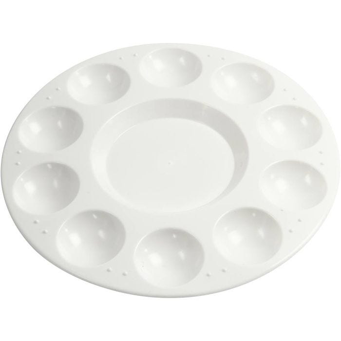 Palet, Rond palet met 11 vakken, d 17 cm, wit, 1 stuk