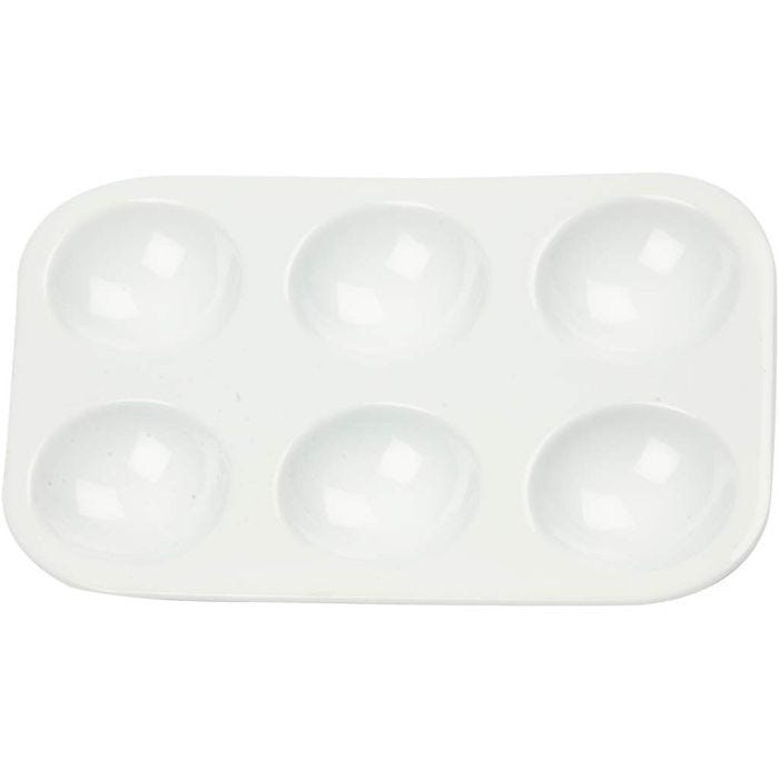 Palet, Rechthoekig palet met 6 vakken, afm 13x8,5 cm, wit, 10stuk/ 1 doos