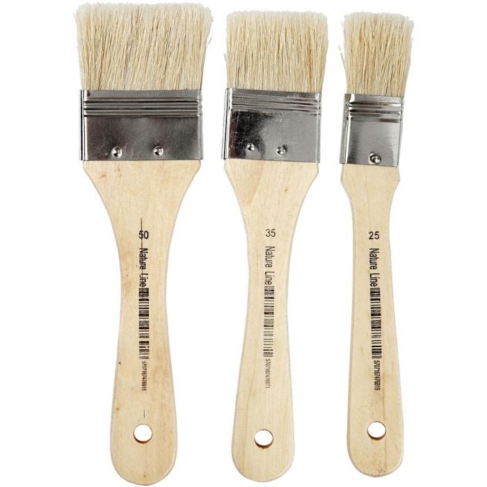 Vernis / Lak kwasten, L: 19 cm, B: 25-50 mm, plat, 3stuk/ 1 doos