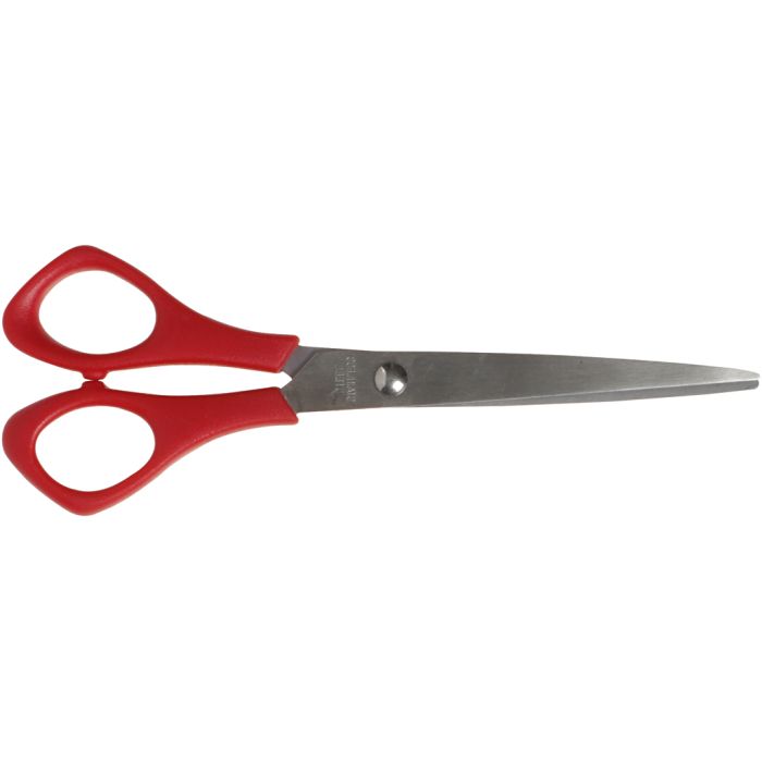 Schoolscharen, L: 16 cm, puntig, linkshandig, rood, 1 stuk