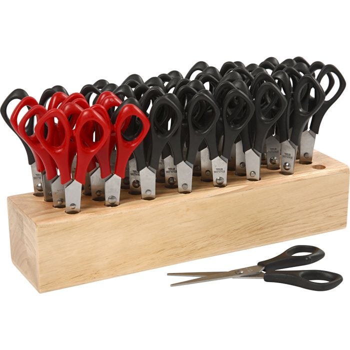 Schoolscharen met Rek, L: 14 cm, rond, 1 set