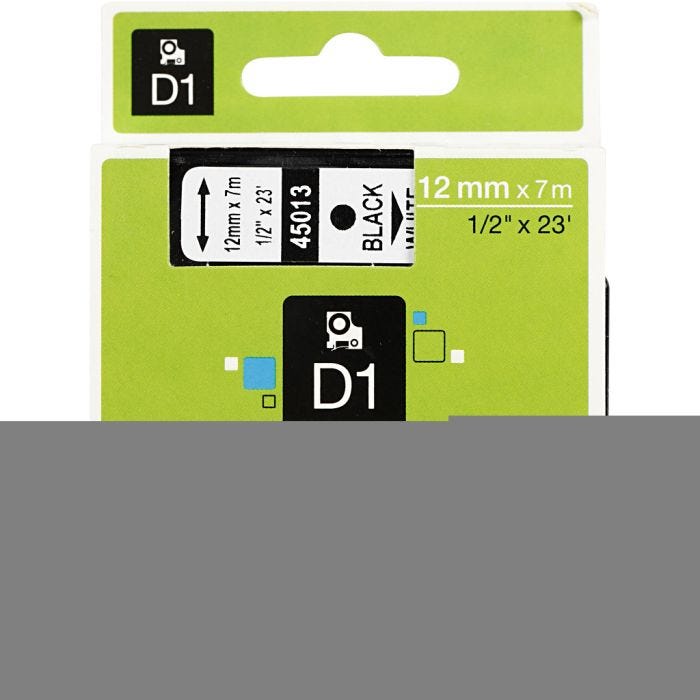 Tape, B: 12 mm, wit, 7 m/ 1 rol
