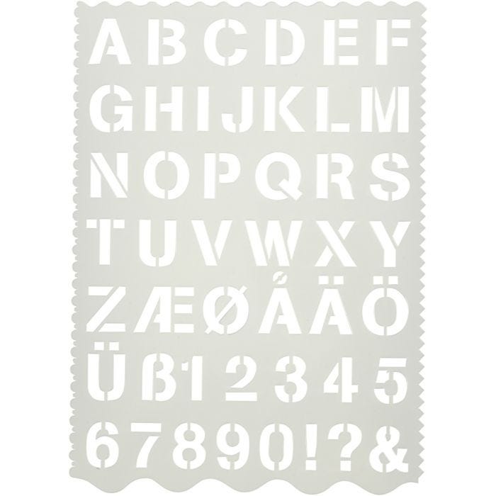 Sjabloon, letters en cijfers, H: 25 mm, vel 21x29 cm, 1 stuk