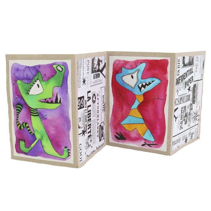 Monsters getekend met de niet-dominante hand