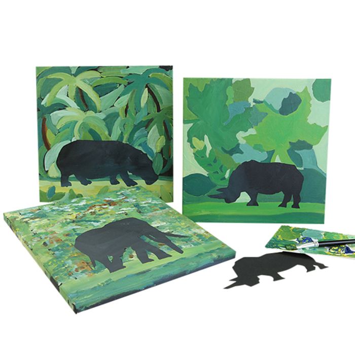 Wilde dieren in het oerwoud – geïnspireerd door de populaire Deense kunstenaar Hans Scherfig