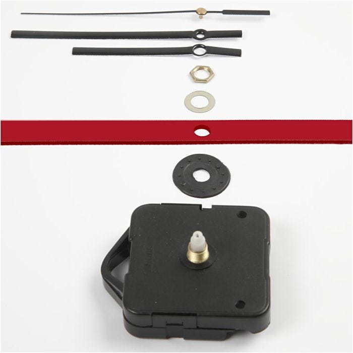 Klokonderdelen en uurwerken, max. afstand 6 mm, zwart, 1 set