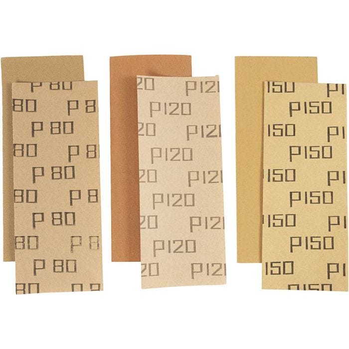 Schuurpapier, 80+120+150, afm 11,5x27,5 cm, 30 vel/ 1 doos