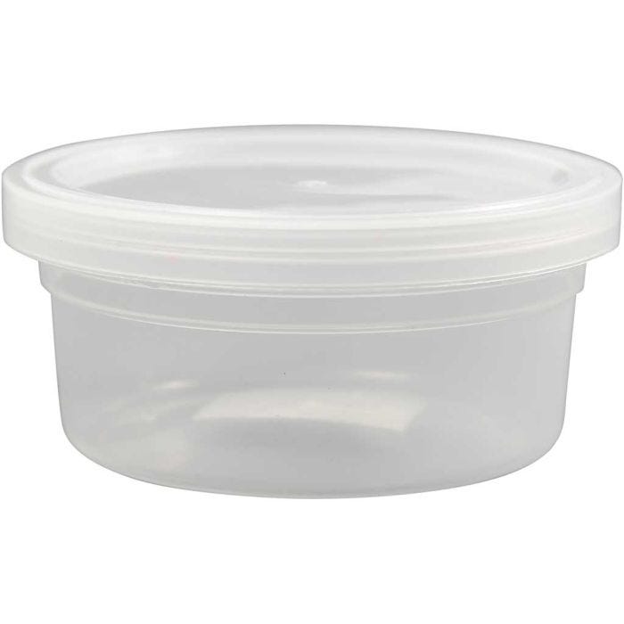 Plastic potje met deksel, H: 38 mm, d 84 mm, 125 ml, 20 stuk/ 1 doos