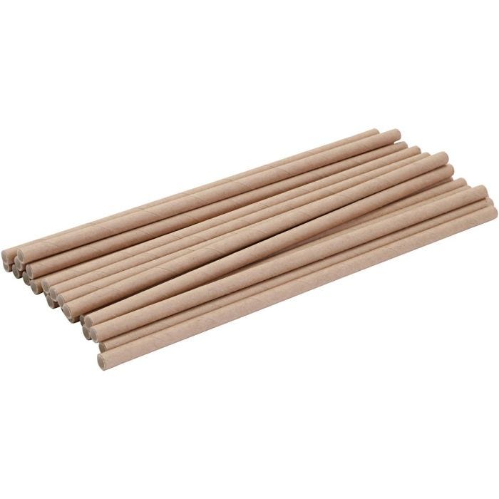 Stro van ongebleekt kraftpapier, L: 195 mm, d 6 mm, 250stuk/ 1 doos