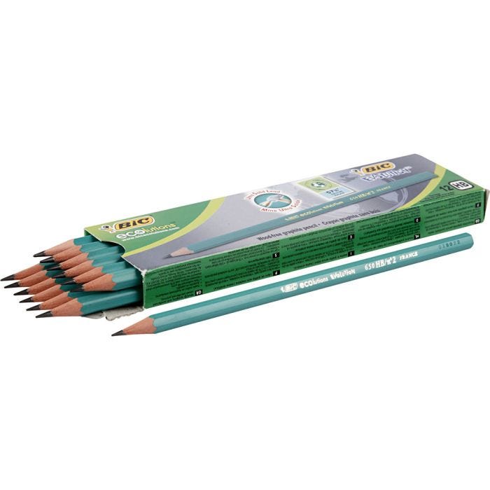 BIC Evolution Potloden, L: 17,5 cm, HB, dikte 7 mm, vulling 2 mm, 12stuk/ 1 doos