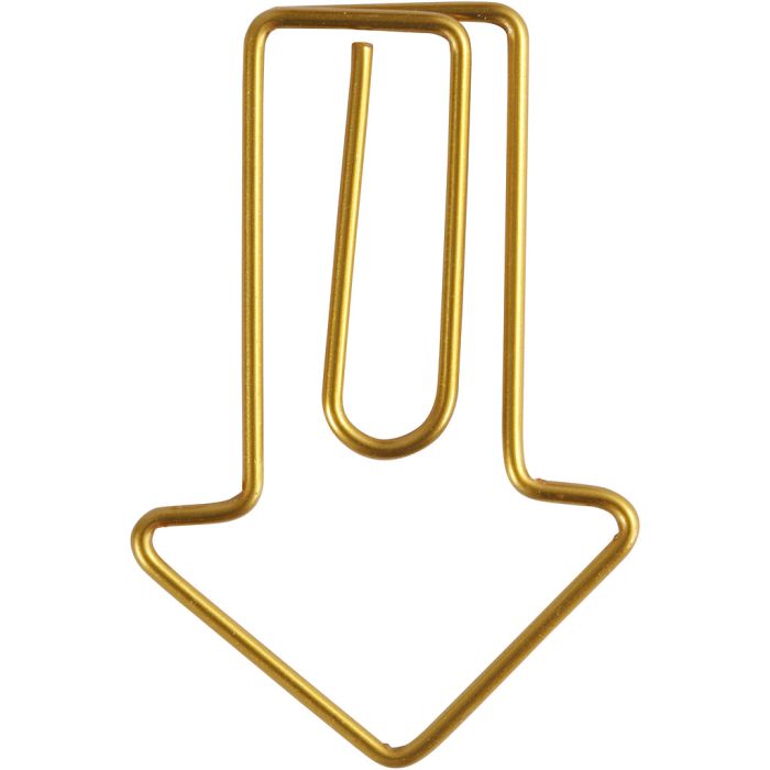 Clips, pijl, afm 40x25 mm, goud, 6stuk/ 1 doos