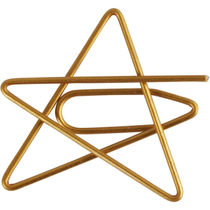 Clips, ster, afm 30x30 mm, goud, 6stuk/ 1 doos