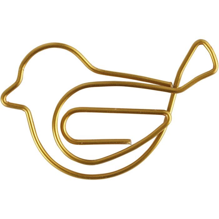 Clips, vogel, afm 32x40 mm, goud, 6stuk/ 1 doos