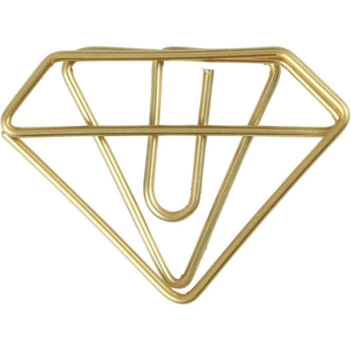 Clips, diamant, H: 25 mm, B: 35 mm, goud, 6stuk/ 1 doos