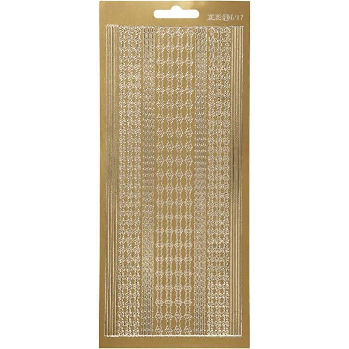 Stickers, randen, vel 10x23 cm, goud, 1 vel