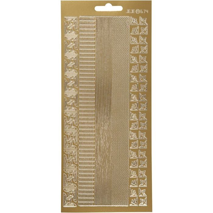 Stickers, randen, vel 10x23 cm, goud, 1 vel