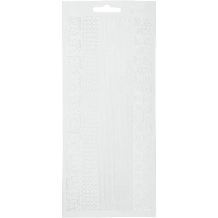 Stickers, randen, vel 10x23 cm, wit, 1 vel