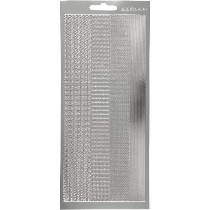 Stickers, randen, 10x23 cm, zilver, 1 vel